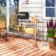 2 Tier Galvanised Steel Potting Bench Table With Storage Shelf for Garden and Greenhouse by Outsunny