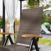 2 Piece Foldable Outdoor Dining Chairs with Armrests and High Backrest for Garden and Camping Brown Rattan by Outsunny