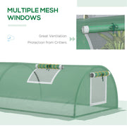 Portable Mini Greenhouse Tunnel with Steel Frame and 5 Mesh Windows for Garden Use Green