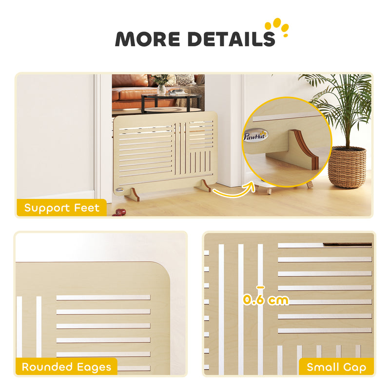 Freestanding Wooden Pet Gate for Small Dogs with Stable Feet 75 x 51 cm Natural Wood AOSOM