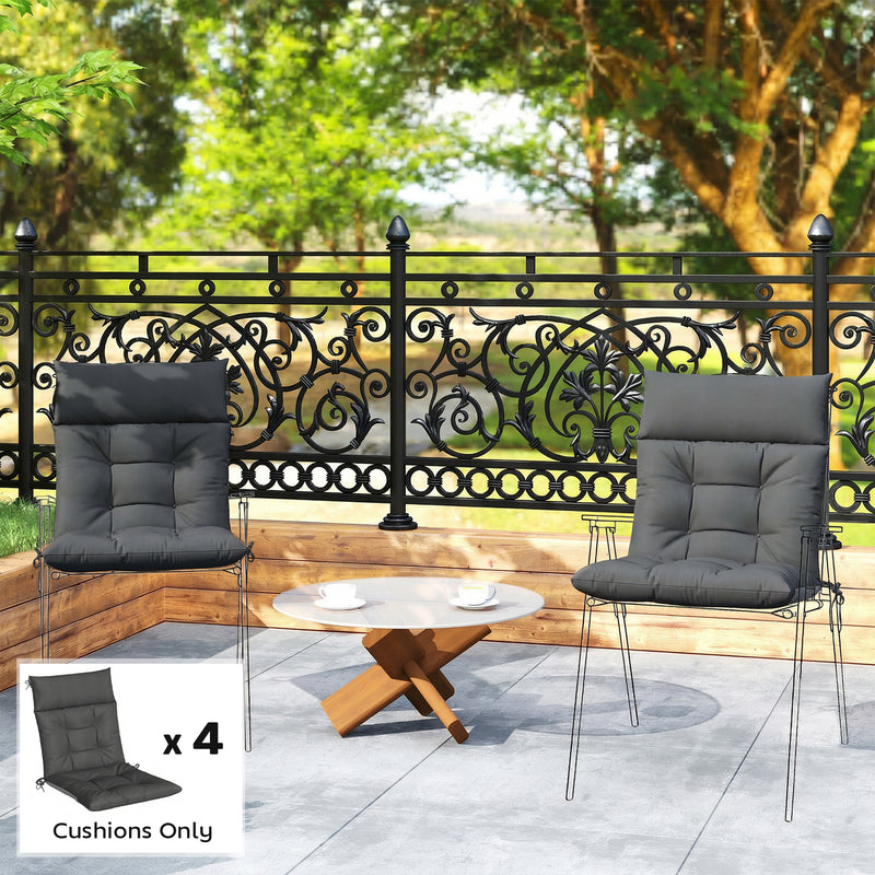 Garden Chair Cushion Set for Outdoor Comfort with Head and Back Support 4 Pack Dark Grey Outsunny