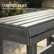 Wooden Garden Bench for Two with Curved Seat and Water Resistant Finish Grey Outsunny