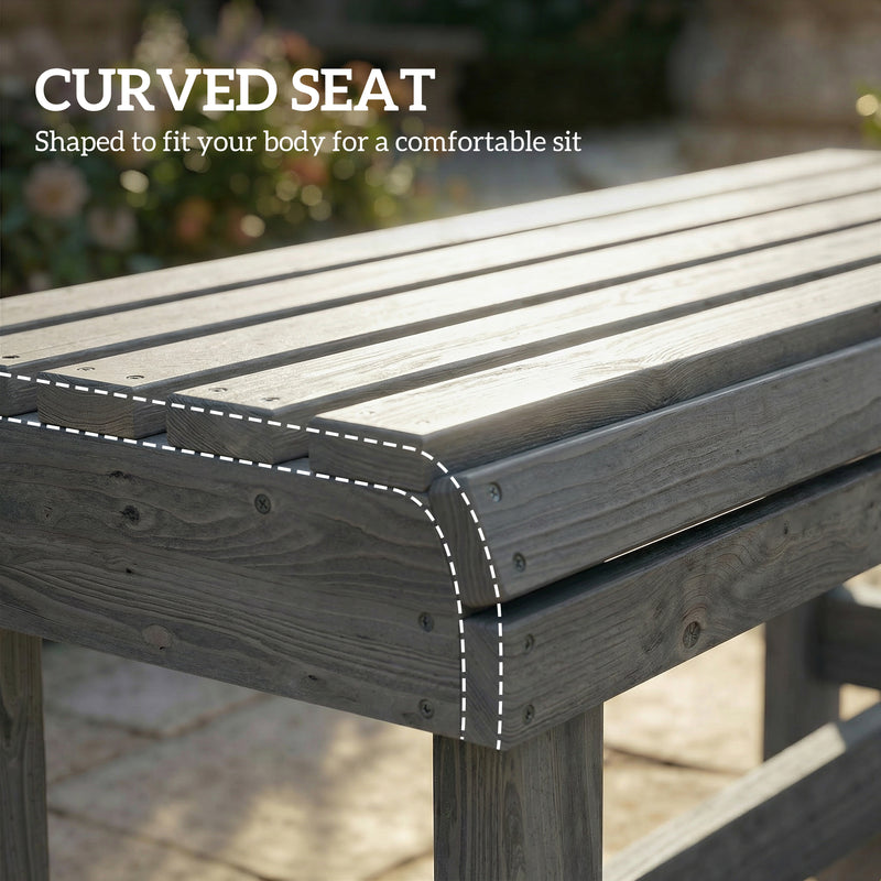 Wooden Garden Bench for Two with Curved Seat and Water Resistant Finish Grey Outsunny