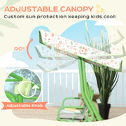 Kids 2 Seater Garden Swing Chair with Adjustable Canopy and Safety Belt in Green by AIYAPLAY