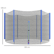 10ft Trampoline Net Replacement with Zipped Entrance and Pole Covers Blue by SPORTNOW AOSOM