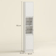 Slim Freestanding Bathroom Storage Cabinet With Adjustable Shelves For Small Spaces, White