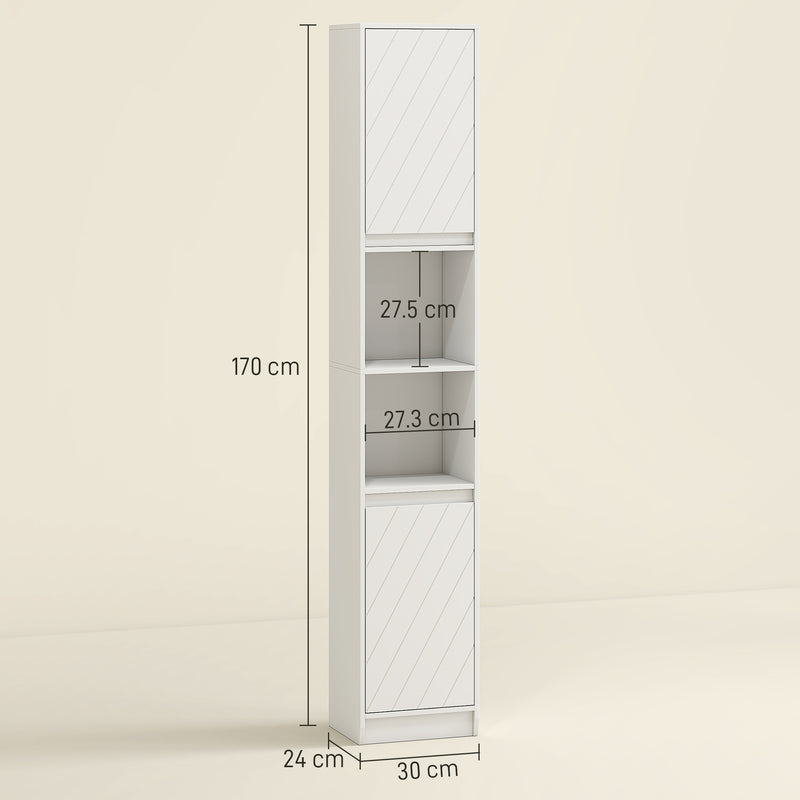 Slim Freestanding Bathroom Storage Cabinet With Adjustable Shelves For Small Spaces, White