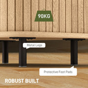 Bedside Table with Sliding Roller Shutter Doors and Metal Legs Oak Tone by HOMCOM