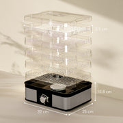 5 Tier Stainless Steel Food Dehydrator with Adjustable Temperature for Snacks and Jerky Black AOSOM