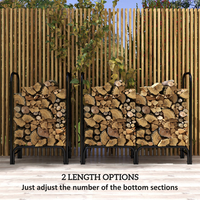 4ft Firewood Rack With Waterproof Cover And Canvas Carrier For Indoor Outdoor Use Black AOSOM
