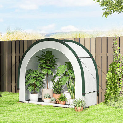 Portable Foldable Mini Greenhouse with Zipped Door Ideal for Gardens and Patios Green AOSOM