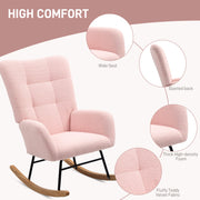 Pink Teddy Fleece Rocking Chair Soft and Comfortable Accent Seat by HOMCOM