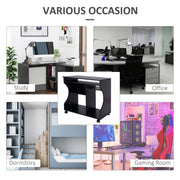 Black Compact Work Desk with Wheels and Multi Storage by HOMCOM