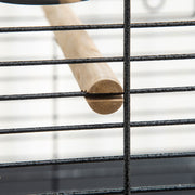 Tall Parrot Bird Cage With Open Play Top Perch Wheels and Storage Shelf Dark Grey AOSOM