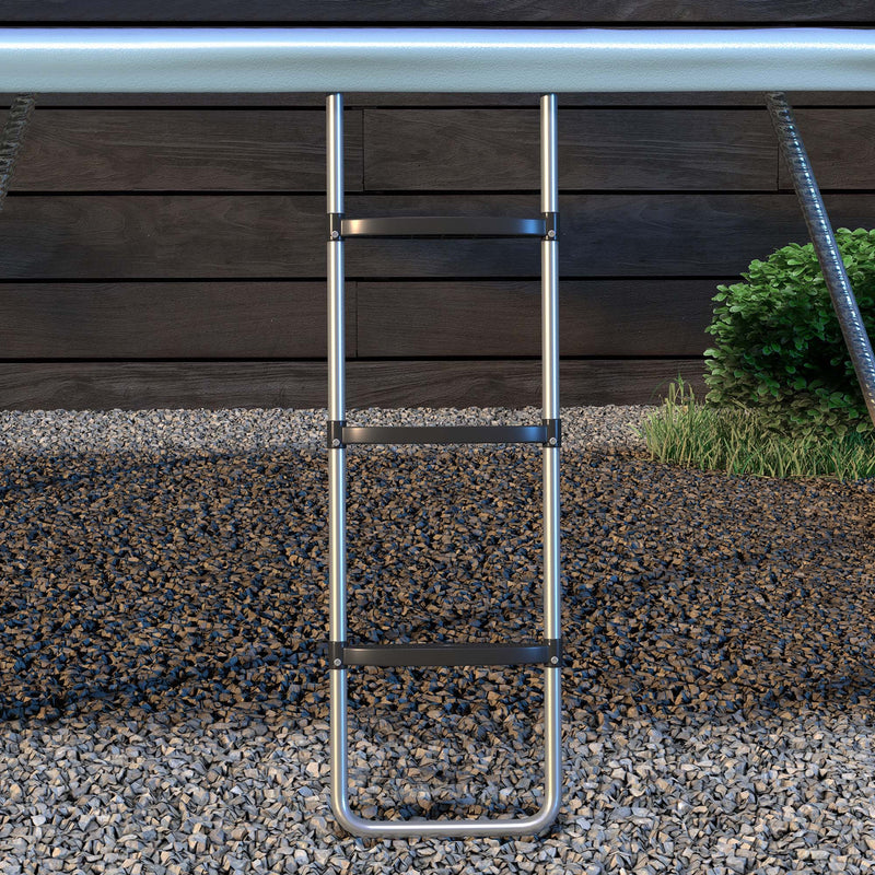 Galvanised Steel Trampoline Ladder 2 or 3 Step for 6ft to 16ft Trampolines Silver by SPORTNOW AOSOM