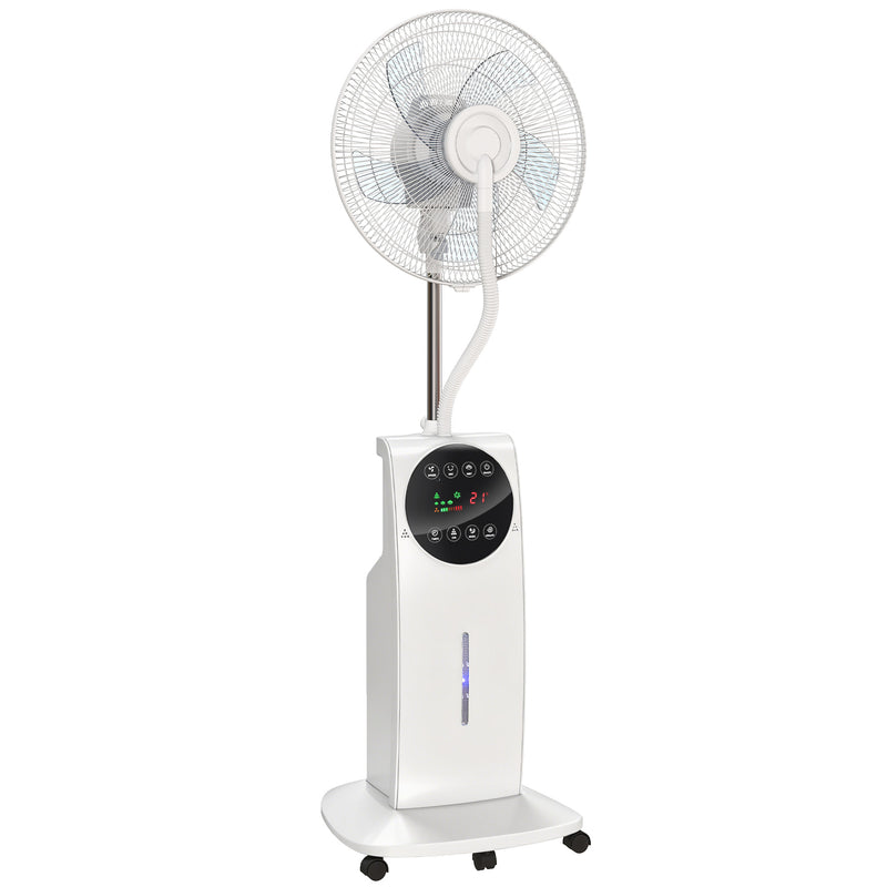 Standing Fan With Misting System and Remote Control for Cool Bug-Free Home White AOSOM