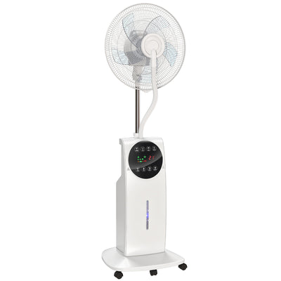 Standing Fan With Misting System and Remote Control for Cool Bug-Free Home White AOSOM