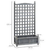 Wooden Raised Garden Planter with Trellis for Climbing Plants Indoor Outdoor Use Grey Outsunny