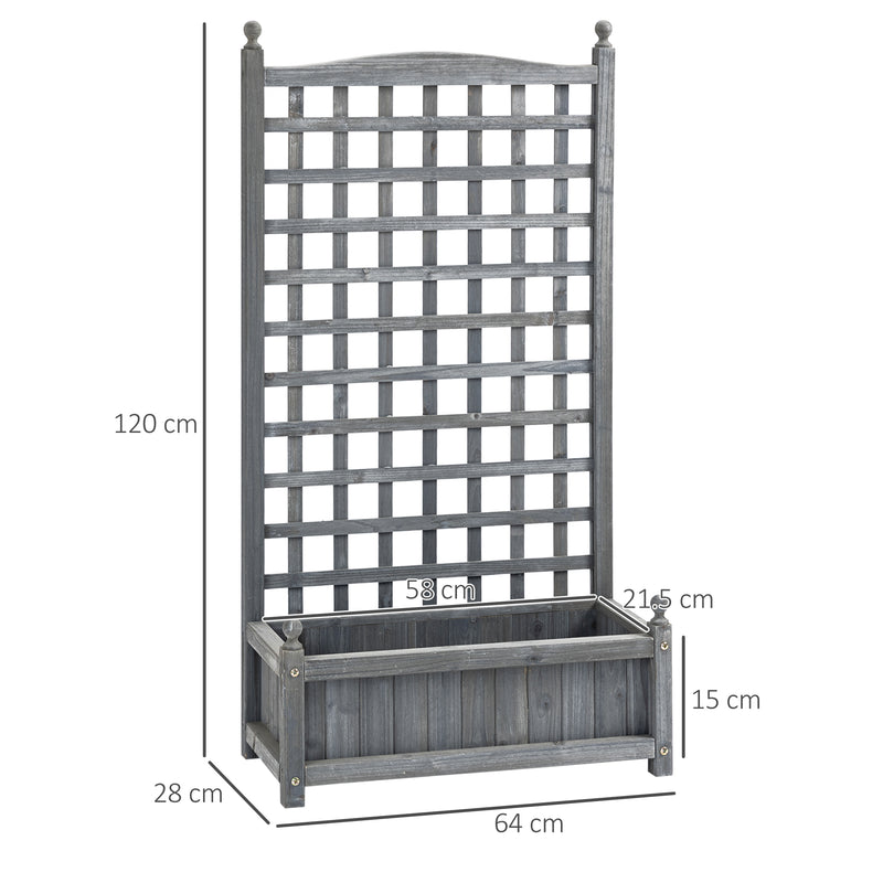Wooden Raised Garden Planter with Trellis for Climbing Plants Indoor Outdoor Use Grey Outsunny