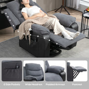 Dark Grey Overstuffed Corduroy Electric Recline and Lift Chair for Ultimate Comfort by HOMCOM