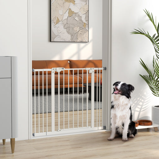Adjustable Metal Dog Gate Fits 74 to 100cm Doorways Ideal for Pets and Stairs Black