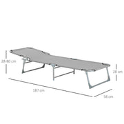 Folding Camping Bed with Adjustable Backrest for Outdoor Relaxation Grey Outsunny