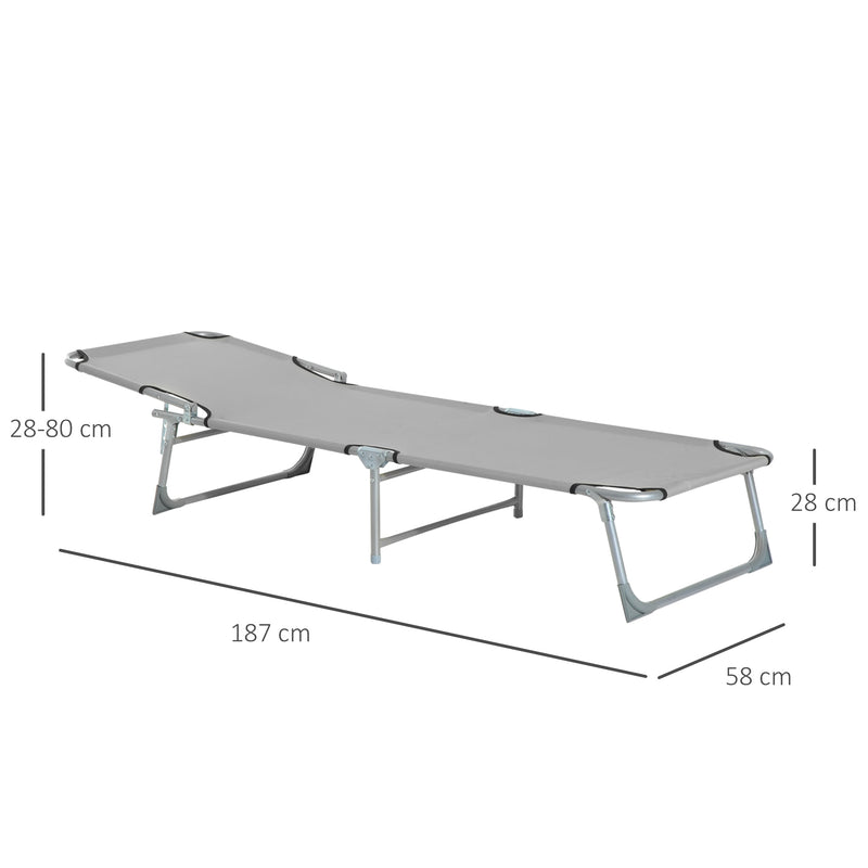 Folding Camping Bed with Adjustable Backrest for Outdoor Relaxation Grey Outsunny