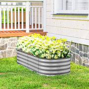 Galvanised Raised Garden Bed Metal Planter Box With Safe Edges For Herbs And Flowers Silver AOSOM