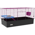 Small Animal Cage with Ramp and Platform for Rabbits and Guinea Pigs Indoor Use, Black