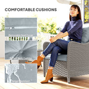 Set of 2 Rattan Garden Chairs with Cushions and High Back for Patio or Balcony, Light Grey