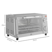 9L Mini Electric Oven with Adjustable Timer and Grill Ideal for Small Kitchens Silver