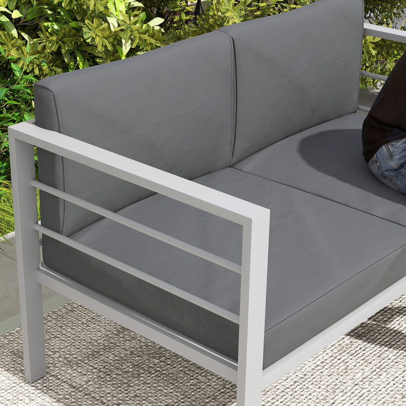 Grey Two Seater Aluminium Garden Sofa Weather Resistant by Outsunny