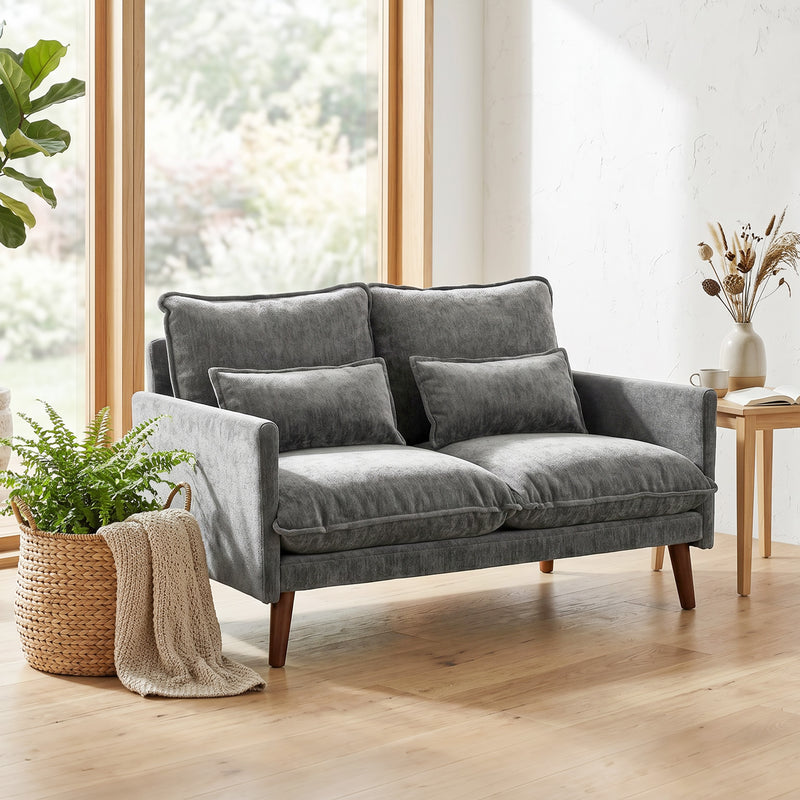 Compact 2 Seater Sofa for Small Living Rooms with Supportive Cushions Grey