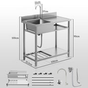 Outdoor Stainless Steel Freestanding Kitchen Sink with Storage and Mixer Tap by HOMCOM AOSOM