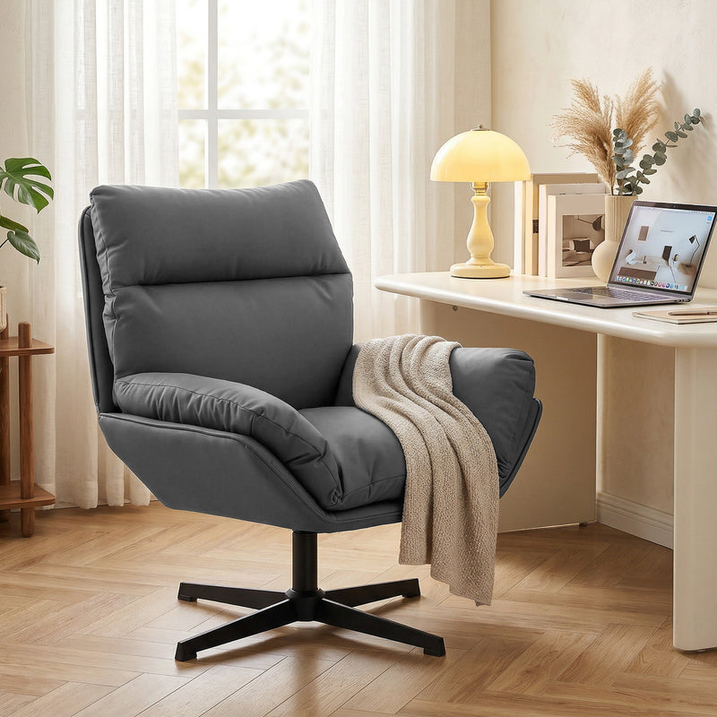 Swivel Armchair with Scratch Resistant Fabric for Pet Friendly Relaxing Dark Grey AOSOM
