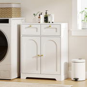 Bathroom Floor Cabinet with 2 Storage Drawers Ideal for Towels and Toiletries White