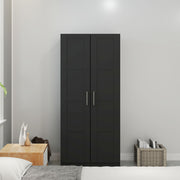 Black Double Panelled Door Wardrobe with Shelves by HOMCOM