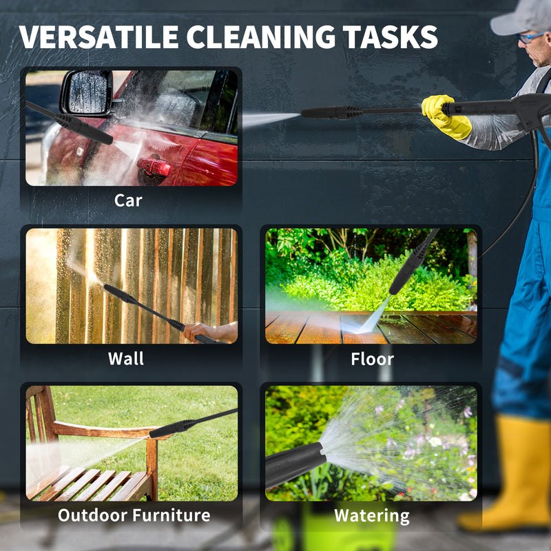 1800W High Pressure Washer 150 Bar with Adjustable Spray Nozzle and Hose Reel by Outsunny AOSOM