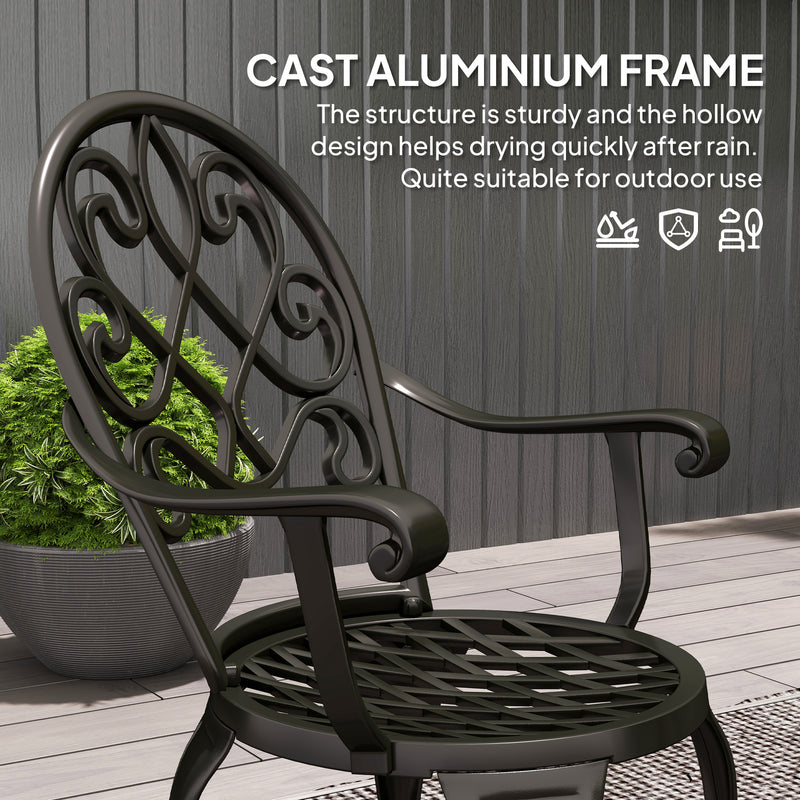 Three Piece Black Aluminium Garden Bistro Set Weather Resistant by Outsunny