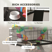 2 Tier Hamster Cage with Deep Tray Tube System Water Bottle and Accessories by PawHut