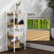 Four Tier Bamboo Adjustable Shelf Storage Unit for Home and Office by HOMCOM