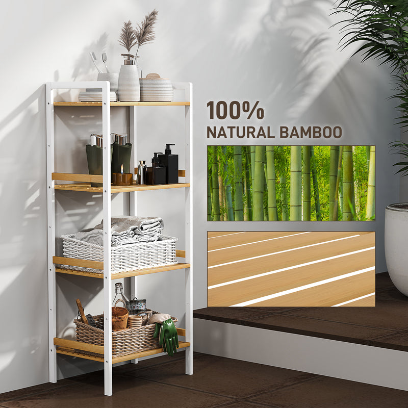 Four Tier Bamboo Adjustable Shelf Storage Unit for Home and Office by HOMCOM
