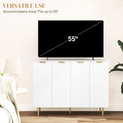 White Sideboard Buffet Cabinet with Adjustable Shelves and Gold Metal Legs for Kitchen or Hallway by HOMCOM