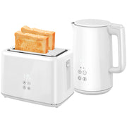 White 1.5L 3000W Rapid Boil Kettle and 2 Slice Toaster Set with 7 Browning Levels by HOMCOM