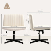 Armless Swivel Office Chair With Wide Seat And Tilt Function For Home Desk Use Cream