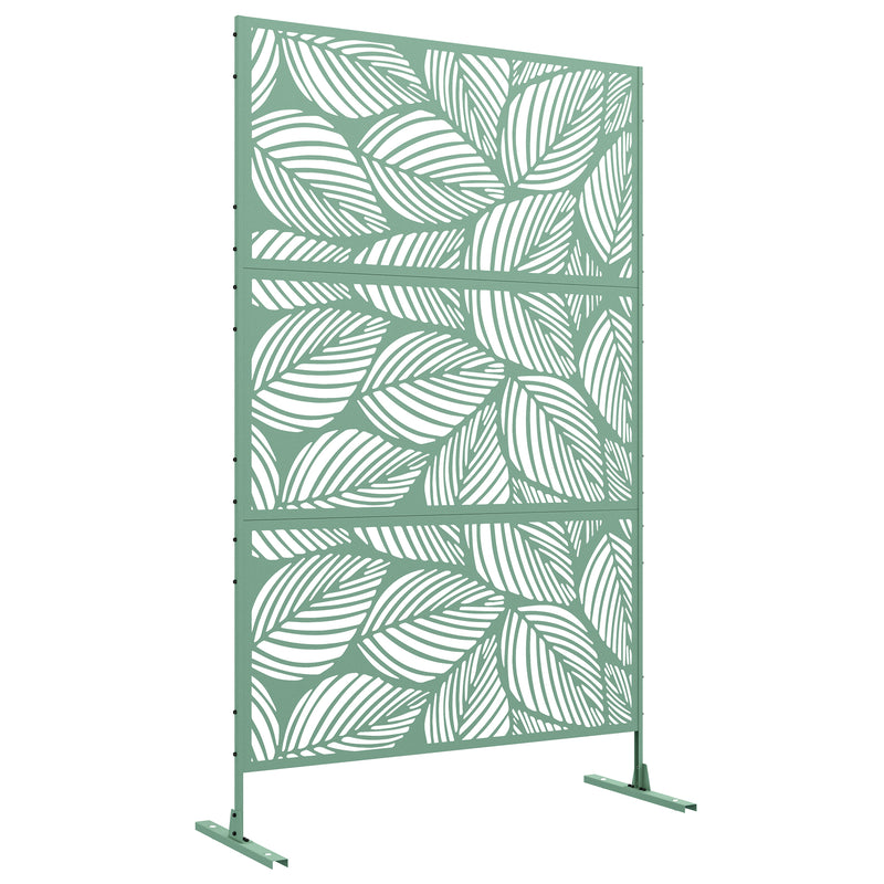 Green Metal Garden Privacy Screens with Leaf Design For Outdoor Space Division