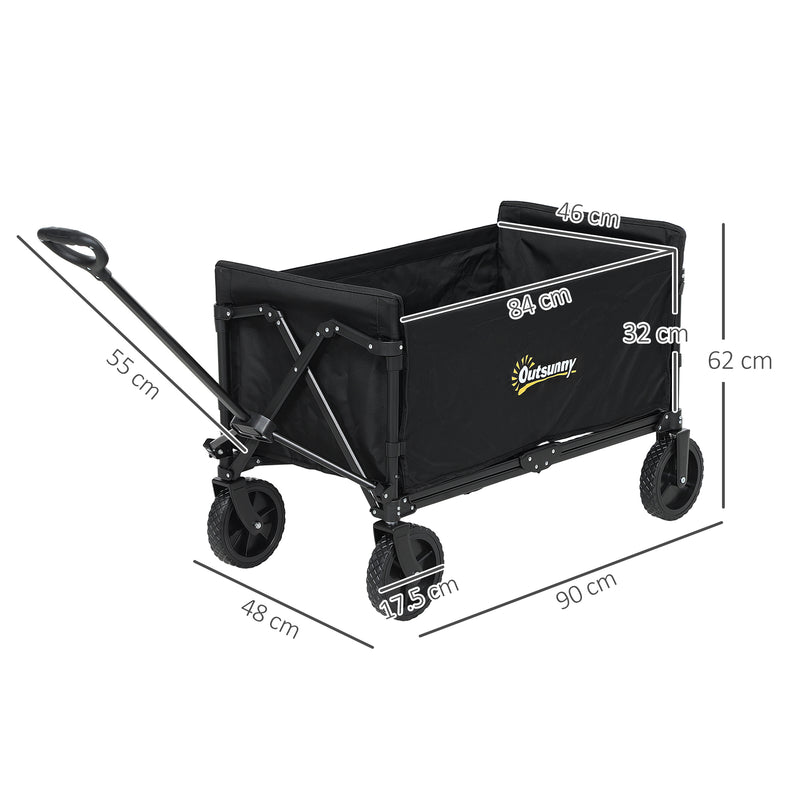 120L Folding Garden Trolley Cart with Wheels and Adjustable Handle for Camping and Beach by Outsunny
