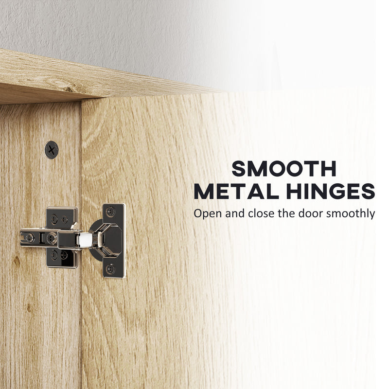 Five Shelf Mirrored Bathroom Wall Cabinet with Wood Effect Finish by HOMCOM