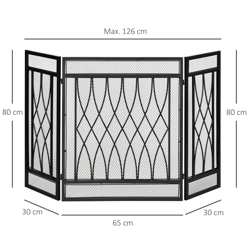Fire Guard with Folding Mesh Panels for Child and Pet Safety Black