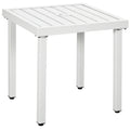 Outdoor Side Table with Parasol Hole for Small Gardens and Patios White Outsunny